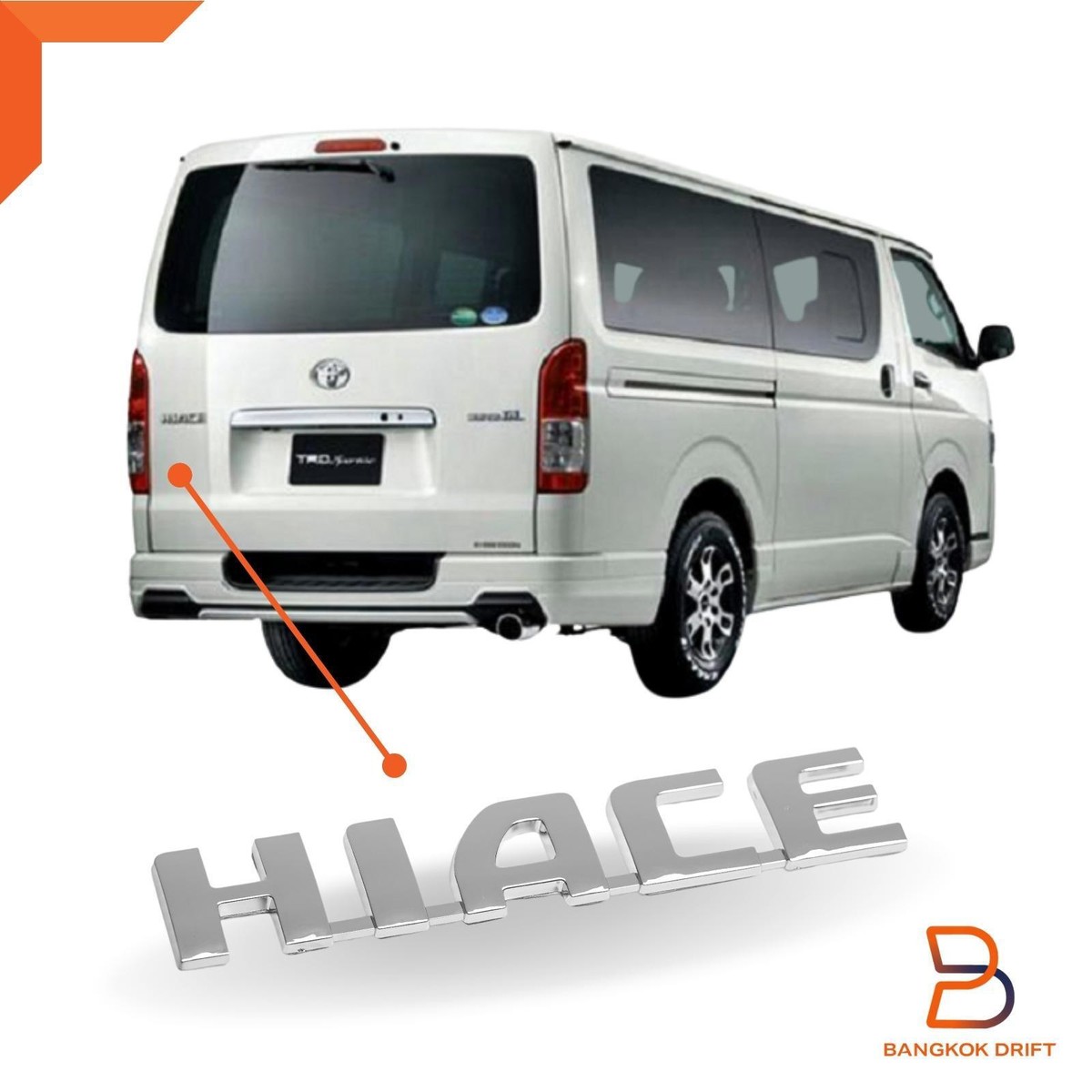 チェロ　HIACE バックパネル HIACE Chrome Rear Tailgate Badge Emblem Logo Trim FIT Toyota