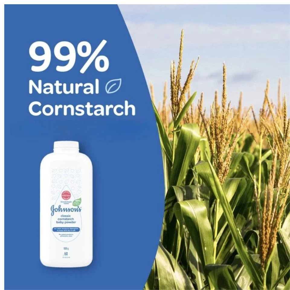 JOHNSON AND JOHNSON BABY POWDER 500g x PACOTE DUPLO (REGULAR/FLORES) AMIDO DE MILHO - Imagem 4 de 4