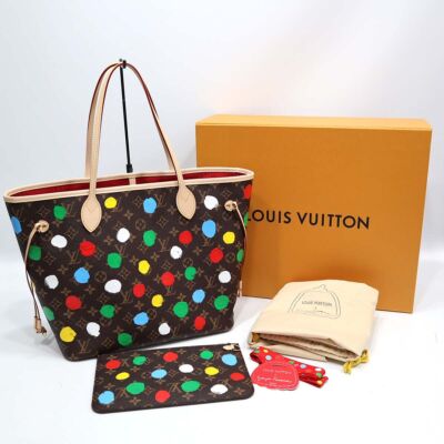 LOUIS VUITTON M46381 Monogram LV X YK Neverfull MM Dot Paint Bag Rare JPN
