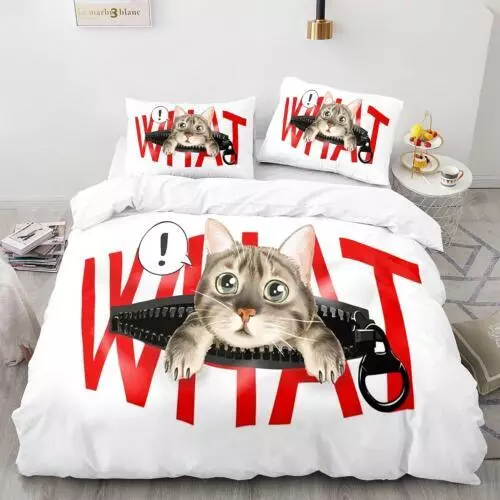 Cats Quilt Duvet Cover Pillowcase Pets Bedding Set Single Double King Size Hot - Picture 41 of 63