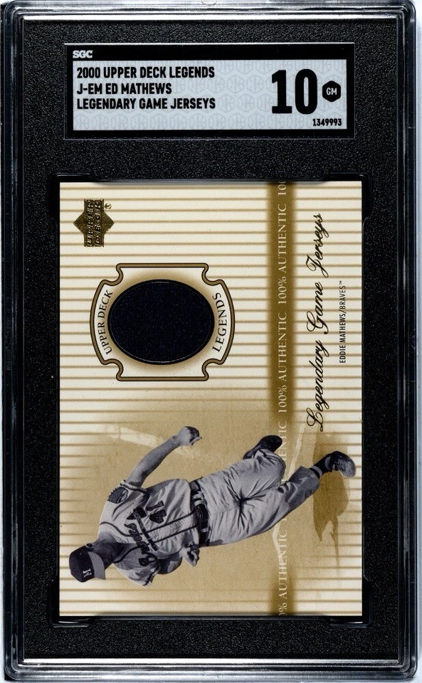 Camiseta Eddie Mathews SGC 10 Perfect Gem Mint Pop 1 Auténtico Juego Usada 00UD Foto 2 de 3