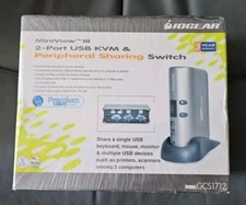 Iogear MiniView III 2-Port USB KVM Peripheral Sharing Switch GCS1712 NEW