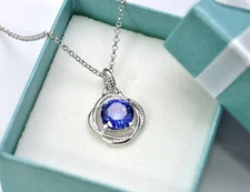 TANZANITE INFINITY NECKLACE 8mm .925 Sterling Silver 
