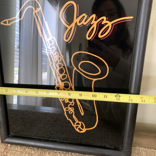 VTG HENNESSY COGNAC JAZZ GLASS BAR SIGN SAXOPHONE RARE SAXOPHONE FRAMED 19x13.5” - Picture 3 of 11