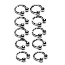 10 PC 14G 7/16" Surgical Steel Circular Barbell Horseshoe Lip Septum Piercing