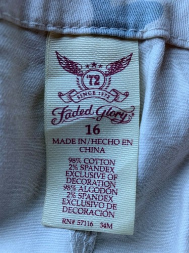 Denim shorts.Faded Glory Brand.USA.Size 16.Camouflage.Brand new.Open 4 sz detail - Picture 2 of 10