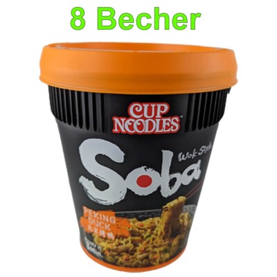 Nissin Soba Cup Noodles Wok Style Peking Duck 8er Pack (8 x 87g) Instant Nudeln