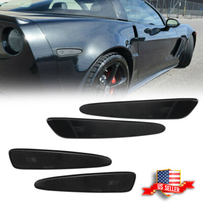 Smoked Lens Front & Rear Side Marker Housings For 2005-13 Chevrolet C6 Corvette