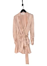Zimmermann Dusty Pink Satin Classic Wrap Dress - XLARGE