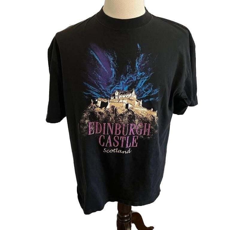 ALTRA T shirt grande vintage Castello di Edimburgo Scozia grafica