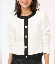 NEW J Crew Womens Tweed Lady Jacket Button Front White Black 8 10 228 NWT