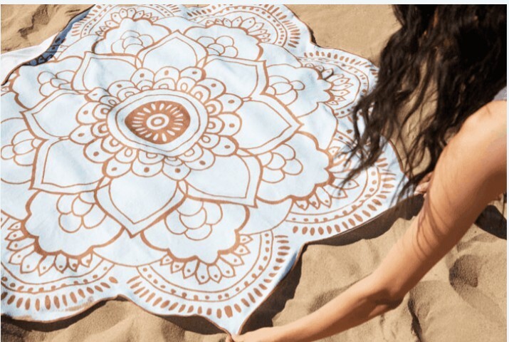 ViX Paula Hermanny Lotus Shaped Towel, 59 in., Blue/Brown | eBay