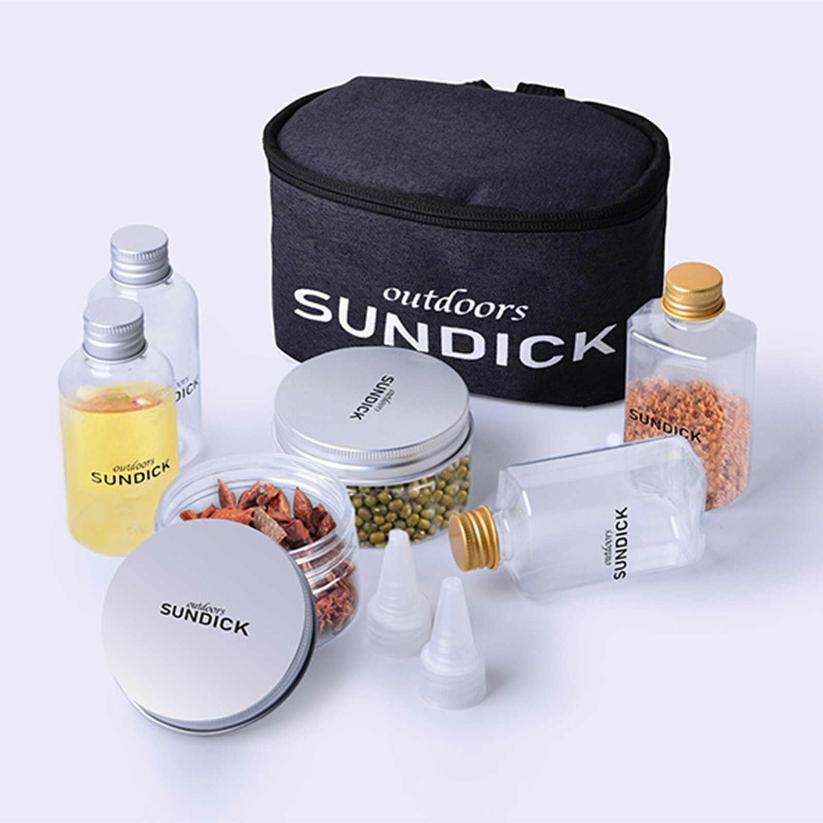 Travel Spice Bottle Collection 8 Essential Condiment Containers in a