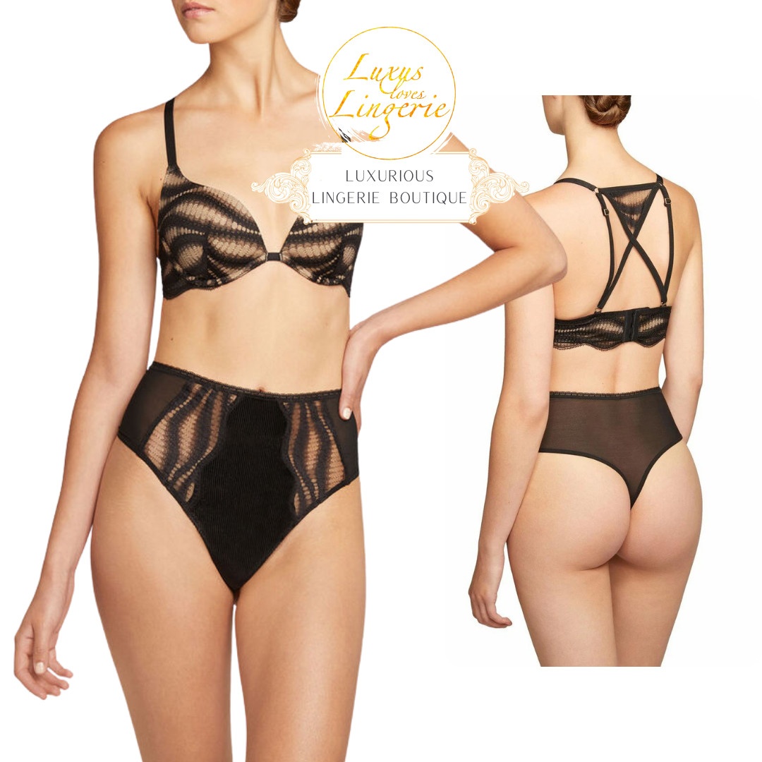 Esmeralda Push Up Bra by Wolford 80B M Black with Lace and Push