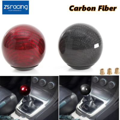 Universal Carbon Fiber Car Gear Shift Knob Head Shifter Lever Round Ball Shape