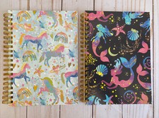 Mermaid Unicorn Set Of 2 Journal Notebook 80 Sheets Lined School Gift Bday New