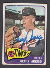 Gerry Arrigo 1965 Topps #39 Twins Hand Signed Baseball Card