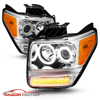 2007-2012 For Dodge Nitro LED Turn Signal Projector Chrome Headlights Pair