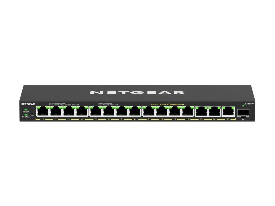 NETGEAR 16-Port PoE Gigabit Ethernet Plus Switch (GS316EPP) - Managed with 15 x - Image 3 of 4