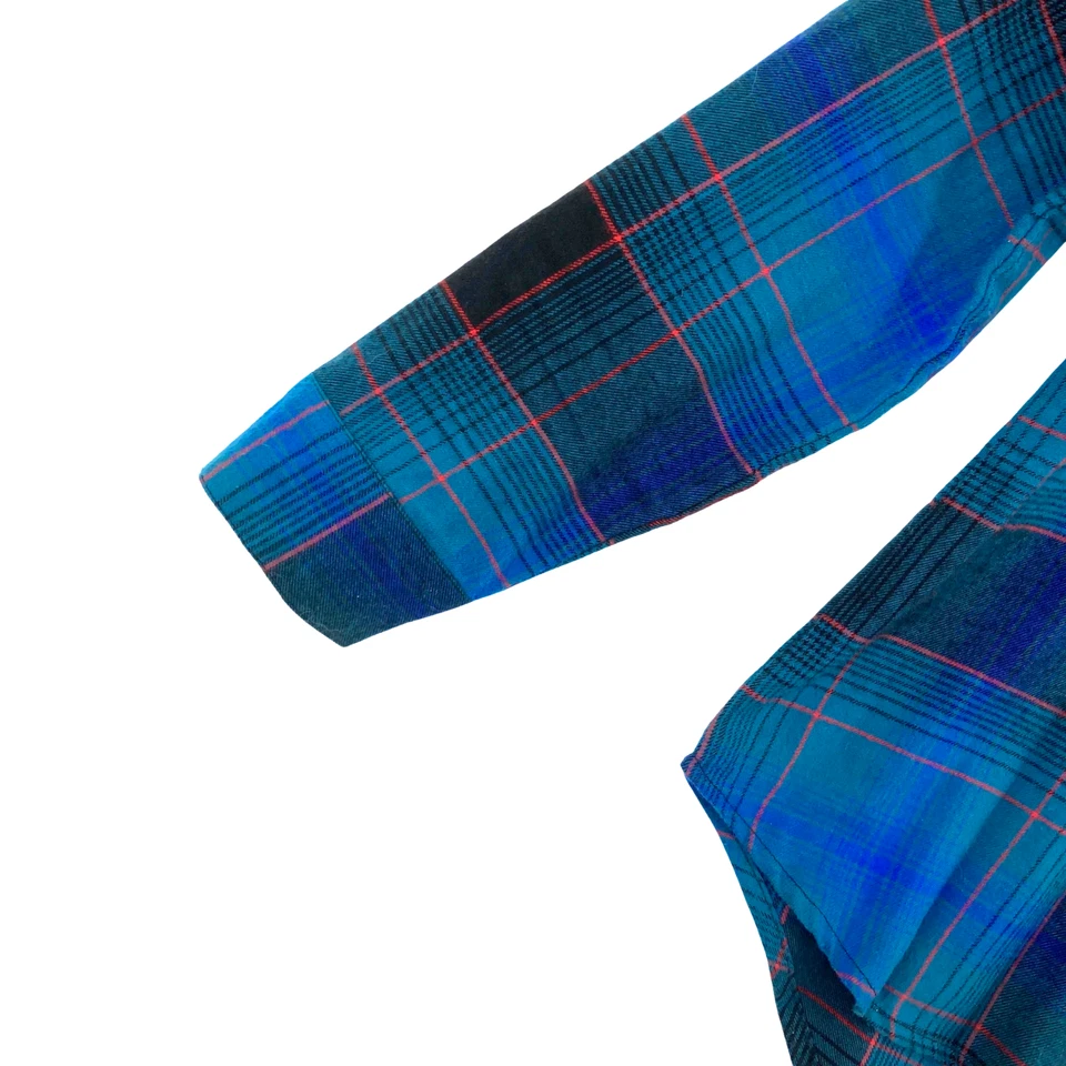 FULL TILT 女式蓝色格子 100% 棉卷边袖纽扣衬衫 S 码 — 第 4/4 张图片