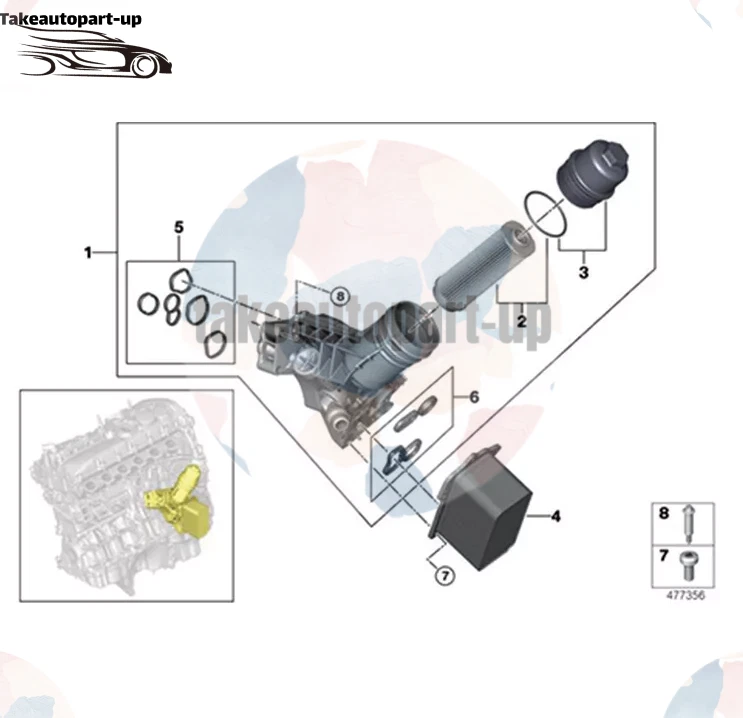 Engine Cooler Oil Filter Housing for BMW X6 X5 X4 X3 2018-2023 L6 3.0L New - Image 2 of 4