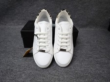 NEW Valentino Petra Italian Leather Sneaker White Animalier Women's 8.5 SS89 