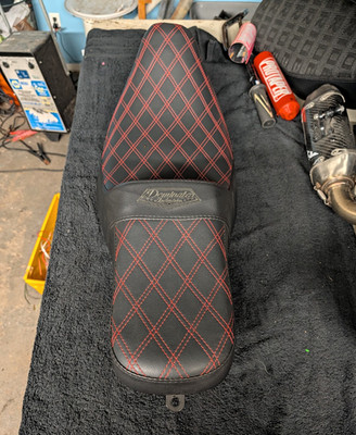 Dominator 2 Up Red Stitch Seat 2009-2023 Model Seat For Harley Davidson