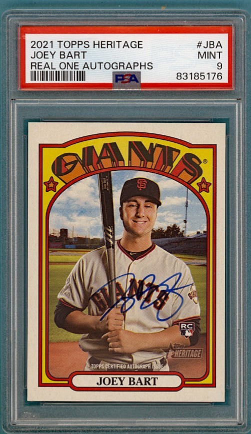 2021 Topps Heritage Joey Bart Real One Autographs #SC PSA 9! POP 3! Giants!