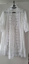 Damen Tunika Bluse Spitze transparent weiß B...