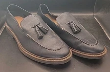 New Mens Zara Leather Penny Loafers Shoes Dark Navy Sz 9 EU42