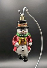 Vintage Old World Christmas Snowman Hand Blown Glass Holiday Tree Ornament