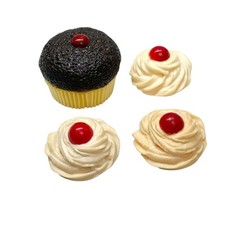 Vintage MTC Play Food Chocolate Cupcake  3 Whipped Cream W/ Cherries Realistic