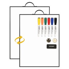 Small White Board - 16" X 12" Portable Black Aluminum Framed Whiteboard, Magn...