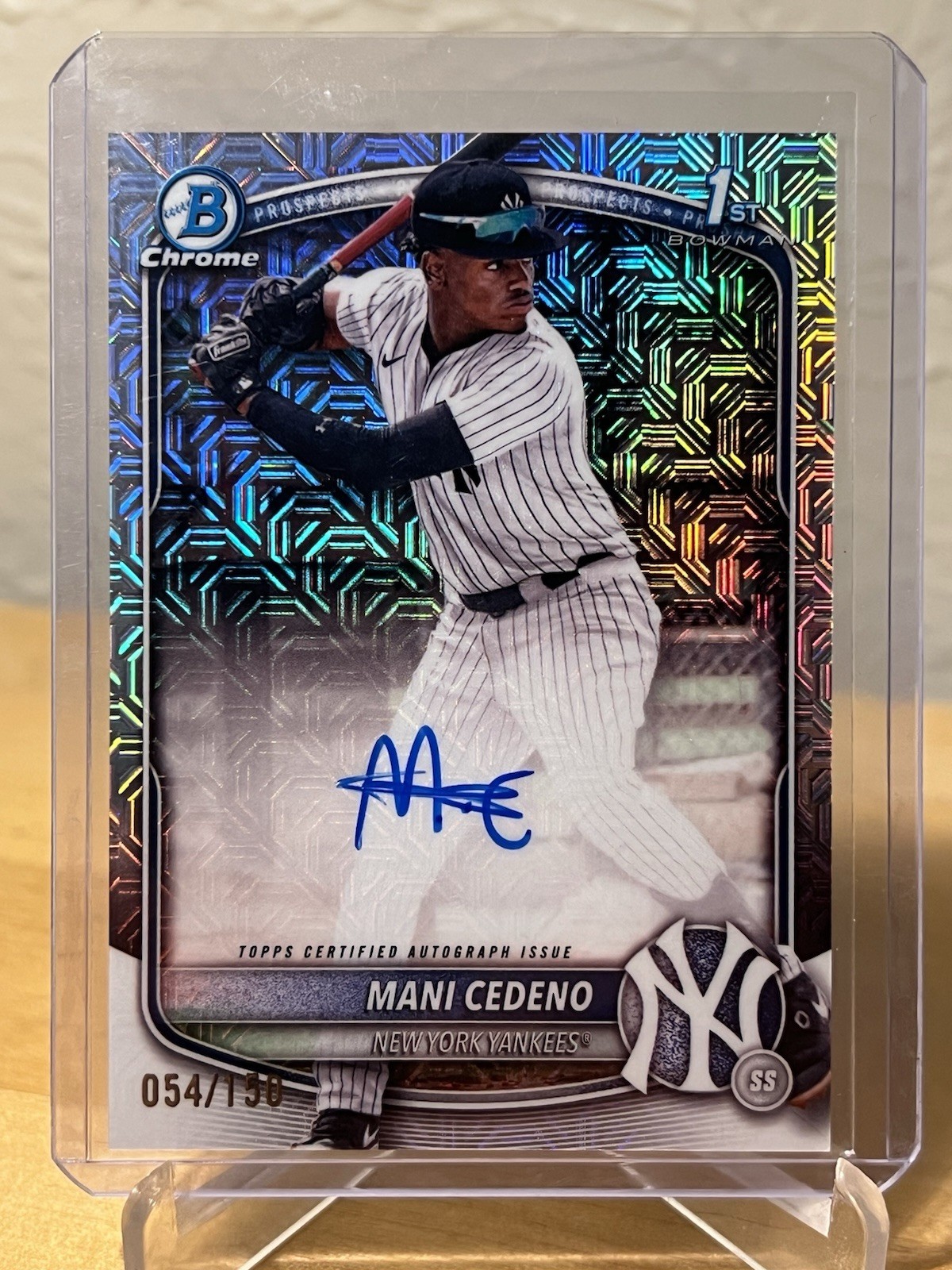MANI CEDENO 2025 BOWMAN CHROME 1ST HTA CHOICE REFRACTOR AUTO /150 NY YANKEES