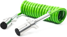 12Ft 7 Way ABS Cord Coiled Electrical Power Cords Heavy Duty Green Coil Cable Po