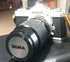 Nikon Nikomat FT SLR Film Camera Sigma 135MM Lens, Strap, Battery-Works 