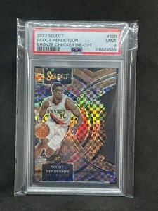 2023-24 Select Premier Bronze Checker Die-Cut #129 Scoot Henderson /49 PSA 9 Sh