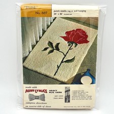 Aunt Lydias Rose Punch Needle Rug Wall Hanging Foundation 669 Flower Vintage