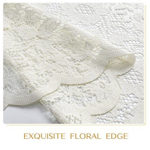 Cream Round Lace Tablecloth 60 Inches, Ivory Vintage Embroidered Floral Croch... - Picture 6 of 9