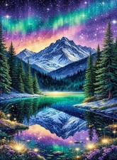 Landscapes Diamond Painting Kits for Adults, Starry Night Aurora Lake DIY 5D ...