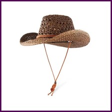 Women Foldable Straw Cowboy Hat Wide Brim Summer Beach Sun Hat