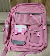 Pink Solid Polyester School Backpack Zip, Adjustable Strap, Outer Pockets