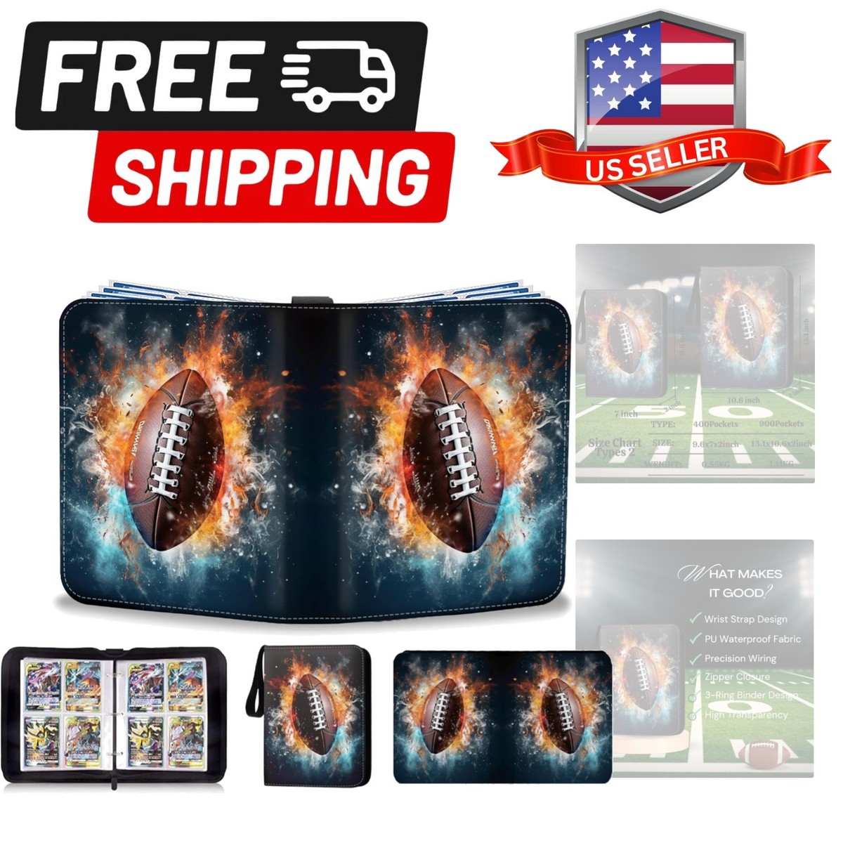 2026 Football Card Binder Trading Card Binder Holder 400 Pockets
