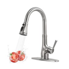 WEWE Vintage Kitchen Faucet with Pull Down Sprayer, Stainless Steel 1 or 3 Ho...