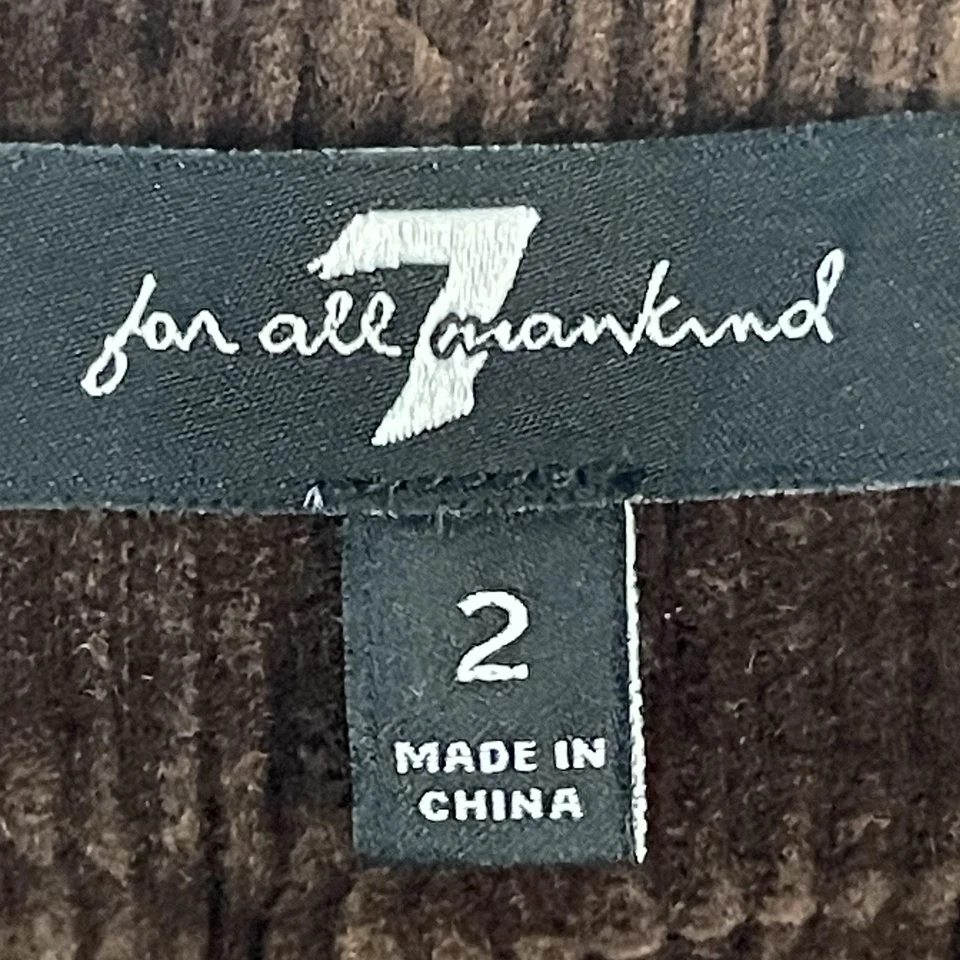 Calça 7 For All Mankind marrom veludo aveludado cintura alta cropped perna larga 2 (27x23) - Imagem 3 de 4