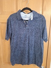 Izod Saltwater Relaxed Classics Mens Medium Blue Tropic Print 3 Button Collar
