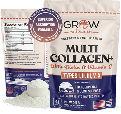 Collagen Peptides Powder Hydrolyzed Protein Types Anti-aging Supplement 1 LB