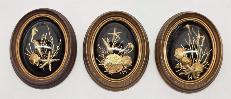 3 - Vintage Flora-Hawaii 24K Gold Coated Sea Life Handcrafted in Maui Hawaii Art