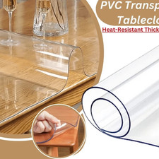 THICK CLEAR TRANSPARENT VINYL PVC TABLECLOTH TABLE PROTECTOR PLASTIC COVER