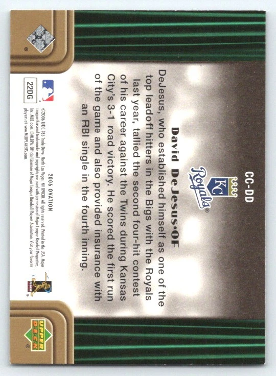 2006 Upper Deck Ovation David DeJesus #CC-DD royals - Image 2 of 2
